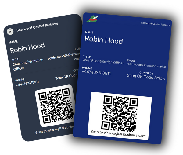 Bizcardy digital business card inside Apple Wallet and Google Wallet on a phone screen